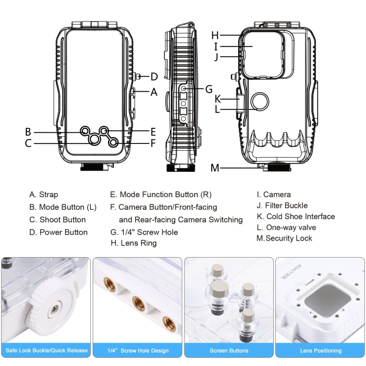 PULUZ Estuche de buceo impermeable de 40 m / 130 pies para iPhone 15 Pro / 14/14 Pro / 13/13 Pro / 12/12 Pro, con válvula unidireccional para tomar fotografías y videos cubierta de carcasa subacuática, For iPhone 16 / 15 / 15 Pro, For iPhone 14 / 14 Pro