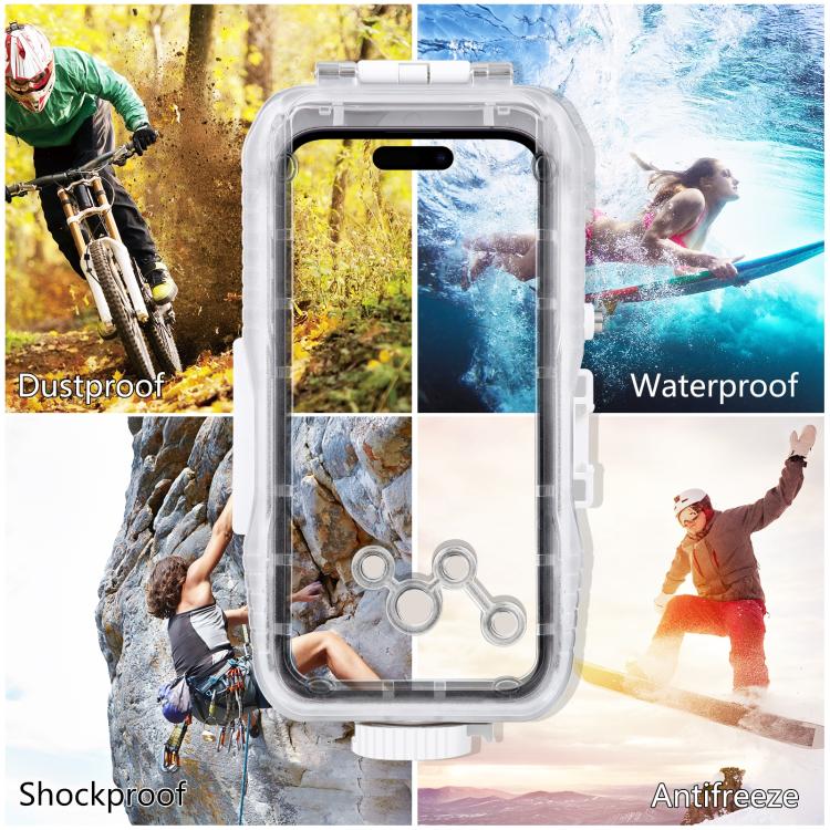 PULUZ Estuche de buceo impermeable de 40 m / 130 pies para iPhone 14 Plus / 14 Pro Max / 13 Pro Max / 12 Pro Max / 11 Pro Max, con válvula unidireccional para tomar fotografías y videos cubierta de carcasa subacuática                                   ...