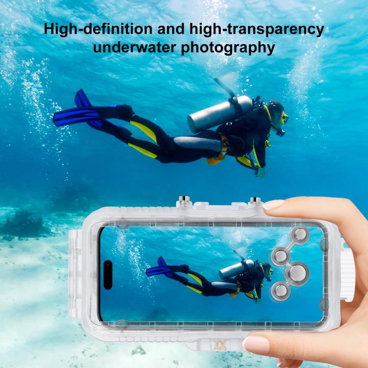 Funda impermeable para buceo PULUZ de 40 m/130 pies para iPhone 16 Pro, para tomar fotos y videos bajo el agua., For iPhone 16 Pro(Transparent)