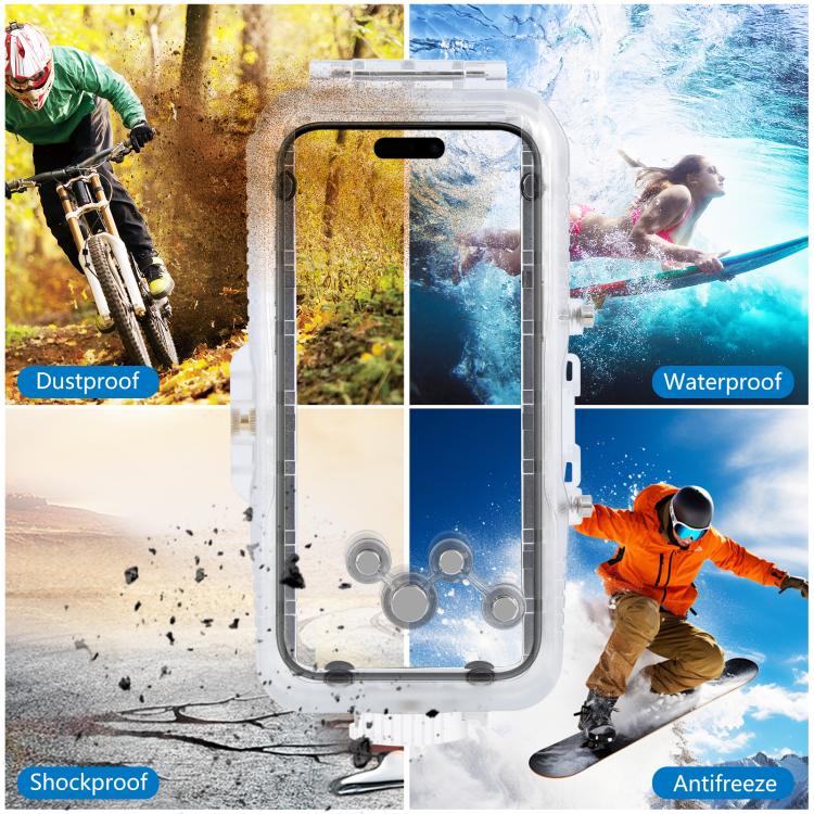 Funda impermeable para buceo PULUZ de 40 m/130 pies con válvula unidireccional para iPhone 16 Pro Max. Carcasa sumergible para fotos y vídeos., For iPhone 16 Pro Max (White), For iPhone 16 Pro Max (Transparent)