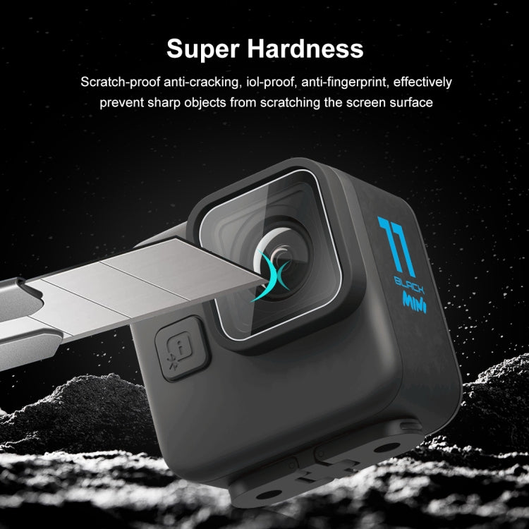 Para GoPro Hero11 Black Mini PULUZ 2 piezas Película de vidrio templado para lentes, For GoPro Hero11 Black Mini