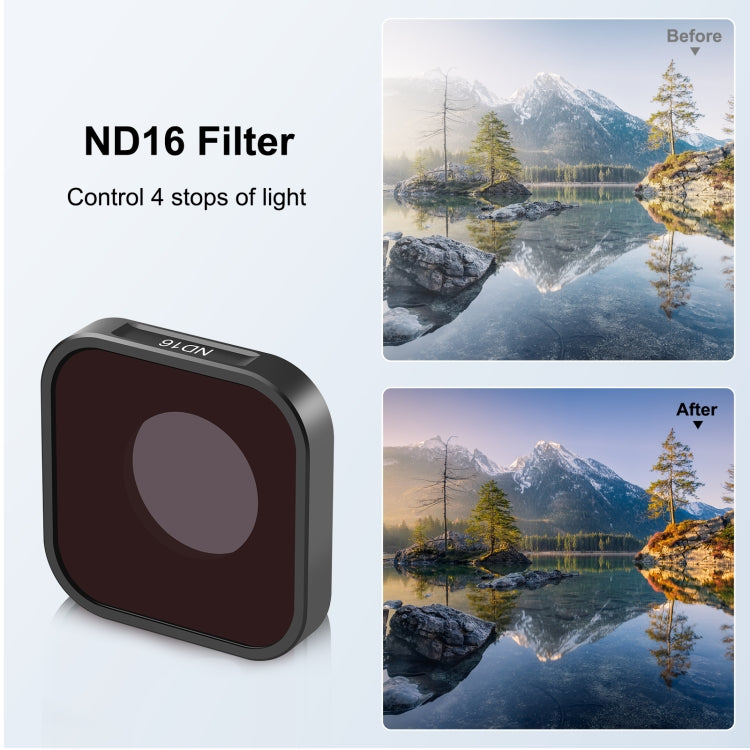 Cámara de acción PULUZ Filtro de lente ND16 para GoPro Hero11 Black / Hero11 Black mini / HERO10 Black / HERO9 Black, ND16