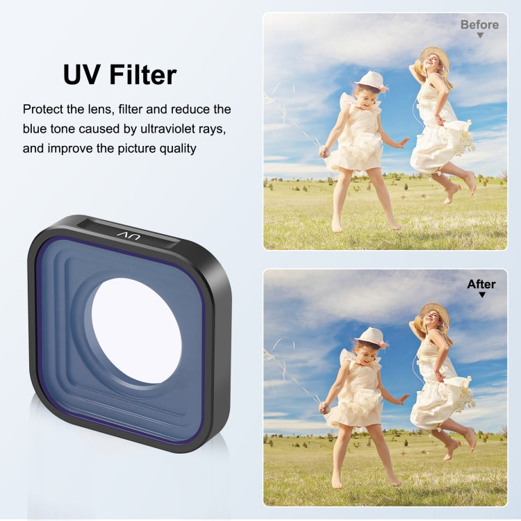 Filtro de lente UV para cámara de acción PULUZ para GoPro Hero11 Black / Hero11 Black mini / HERO10 Black / HERO9 Black, UV