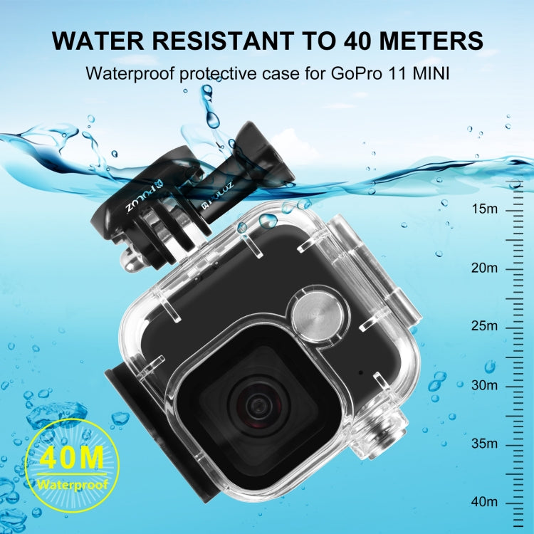 Para GoPro Hero11 Mini Black PULUZ 40m Funda protectora impermeable con hebilla Montaje básico y tornillo, For GoPro Hero11 Black Mini