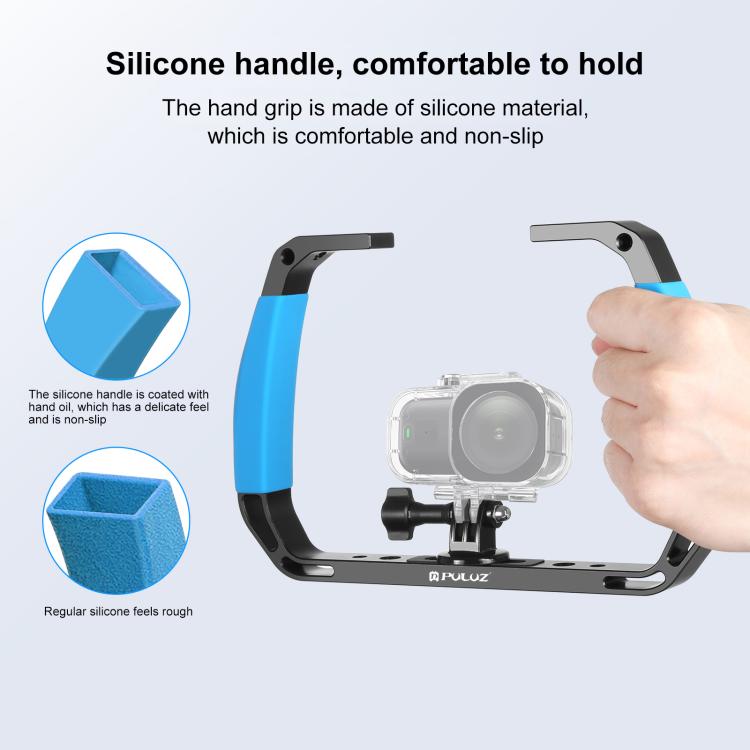 PULUZ Asas de silicona dobles Equipo de buceo submarino de aleación de aluminio para GoPro, DJI OSMO Action, Insta360 y otras cámaras de acción, For GoPro Action Cameras