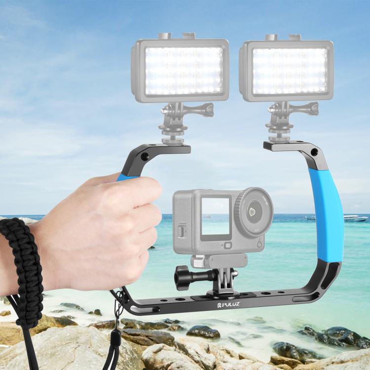 PULUZ Asas de silicona dobles Equipo de buceo submarino de aleación de aluminio para GoPro, DJI OSMO Action, Insta360 y otras cámaras de acción, For GoPro Action Cameras