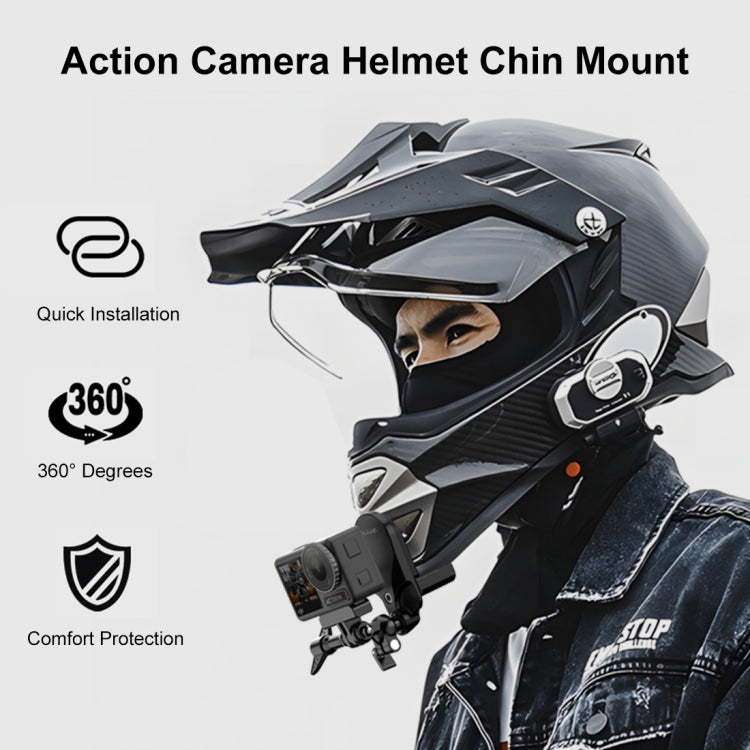 Soporte de abrazadera de barbilla para casco de motocicleta PULUZ para GoPro y otras cámaras de acción, Helmet Chin Clamp Mount