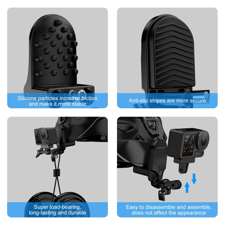 Soporte de abrazadera de barbilla para casco de motocicleta PULUZ para GoPro y otras cámaras de acción, Helmet Chin Clamp Mount