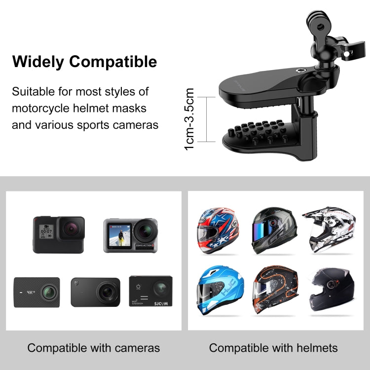 Soporte de abrazadera de barbilla para casco de motocicleta PULUZ para GoPro y otras cámaras de acción, Helmet Chin Clamp Mount