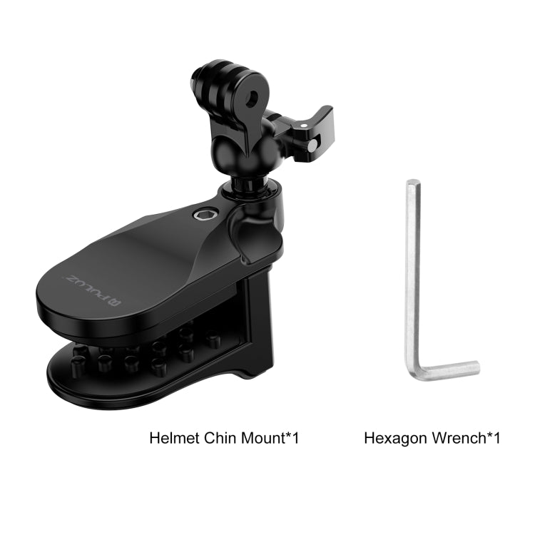 Soporte de abrazadera de barbilla para casco de motocicleta PULUZ para GoPro y otras cámaras de acción, Helmet Chin Clamp Mount