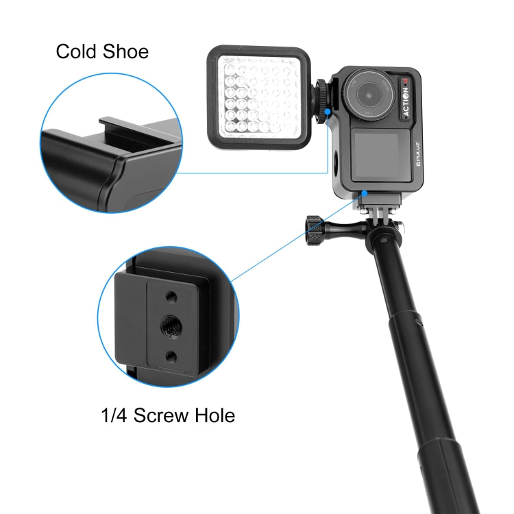 Para DJI Osmo Action 4/3 PULUZ Marco adaptador de expansión de jaula de metal con zapata fría, For DJI Osmo Action 4 / 3 Metal Cage