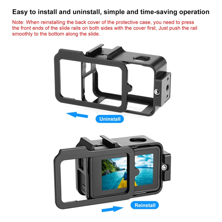 Para DJI Osmo Action 4/3 PULUZ Marco adaptador de expansión de jaula de metal con zapata fría, For DJI Osmo Action 4 / 3 Metal Cage