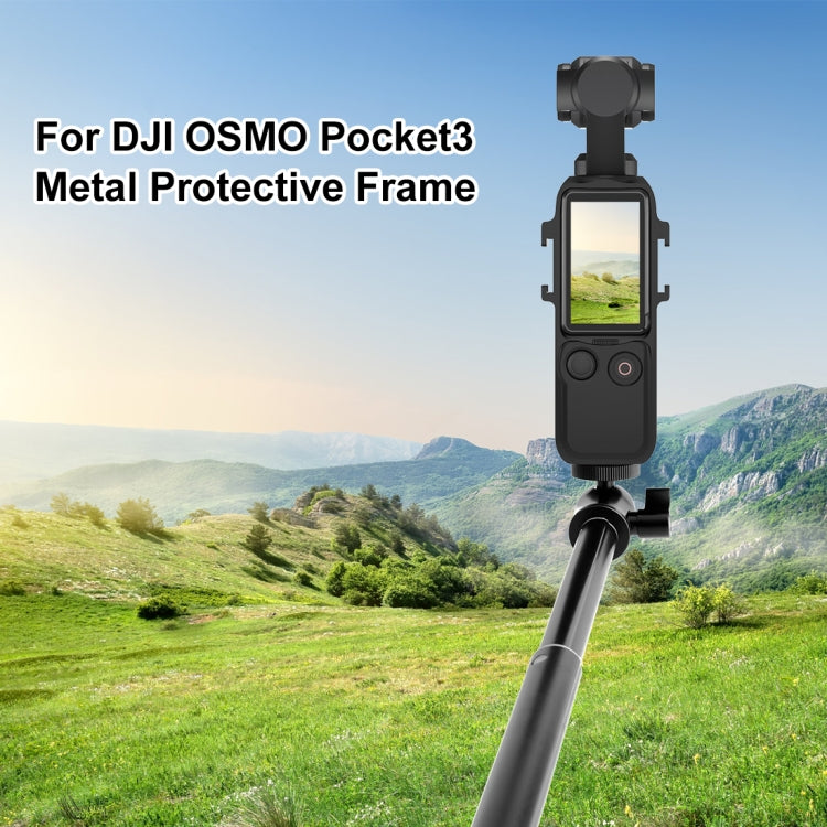 Para DJI OSMO Pocket 3 PULUZ Marco de protección de metal Soporte adaptador de jaula con zapatas frías duales, Metal Protection Frame