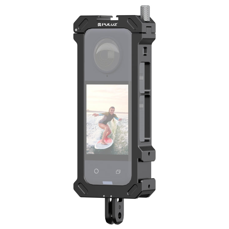 Para Insta360 X4 PULUZ marco de carcasa protectora de Metal con Base de zapata fría expandible y adaptador de trípode, Cold Shoe Metal Cage