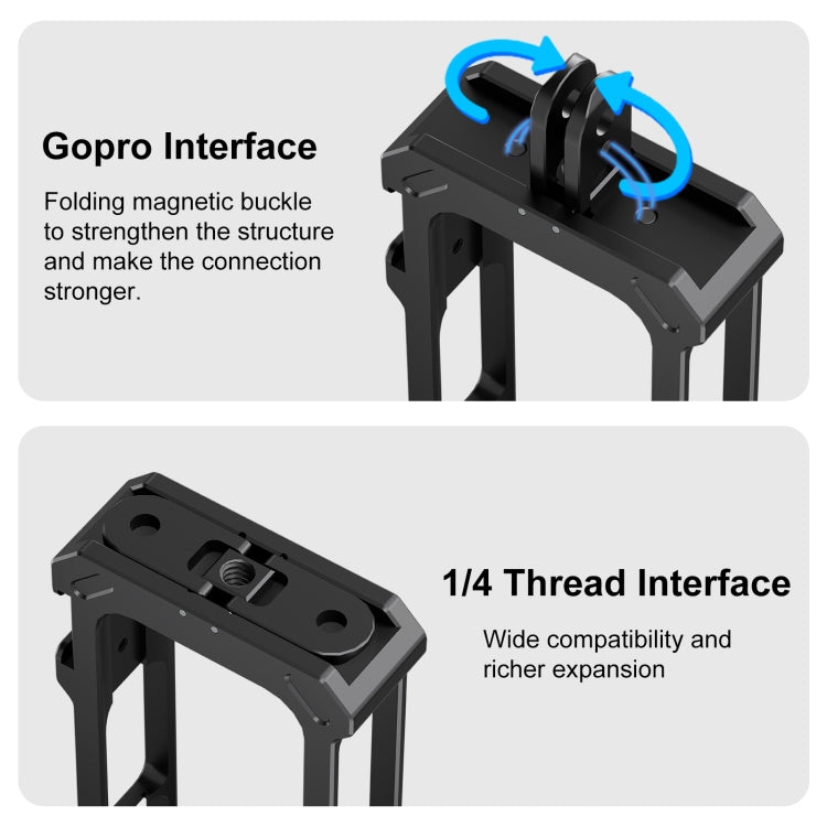 Para Insta360 X4 PULUZ marco de carcasa protectora de Metal con Base de zapata fría expandible y adaptador de trípode, Cold Shoe Metal Cage