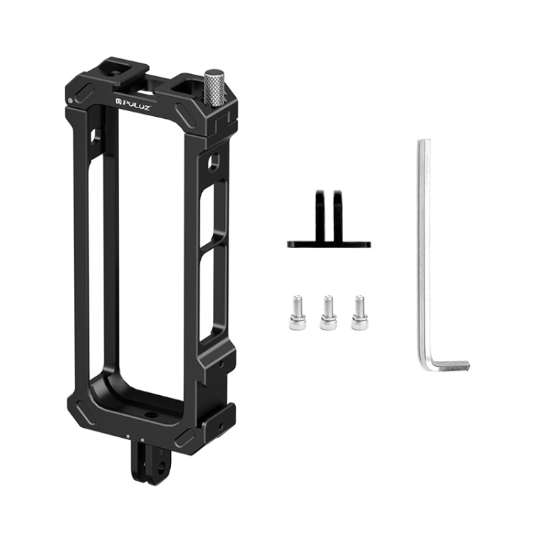 Para Insta360 X4 PULUZ marco de carcasa protectora de Metal con Base de zapata fría expandible y adaptador de trípode, Cold Shoe Metal Cage