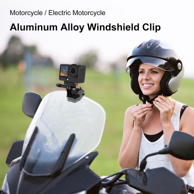 Clip de montaje para cámara de acción para parabrisas de motocicleta PULUZ para GoPro Hero12 Black / DJI Osmo Action 4 / Insta360 X4 / Ace Pro y otras cámaras de acción, Windshield Clip I