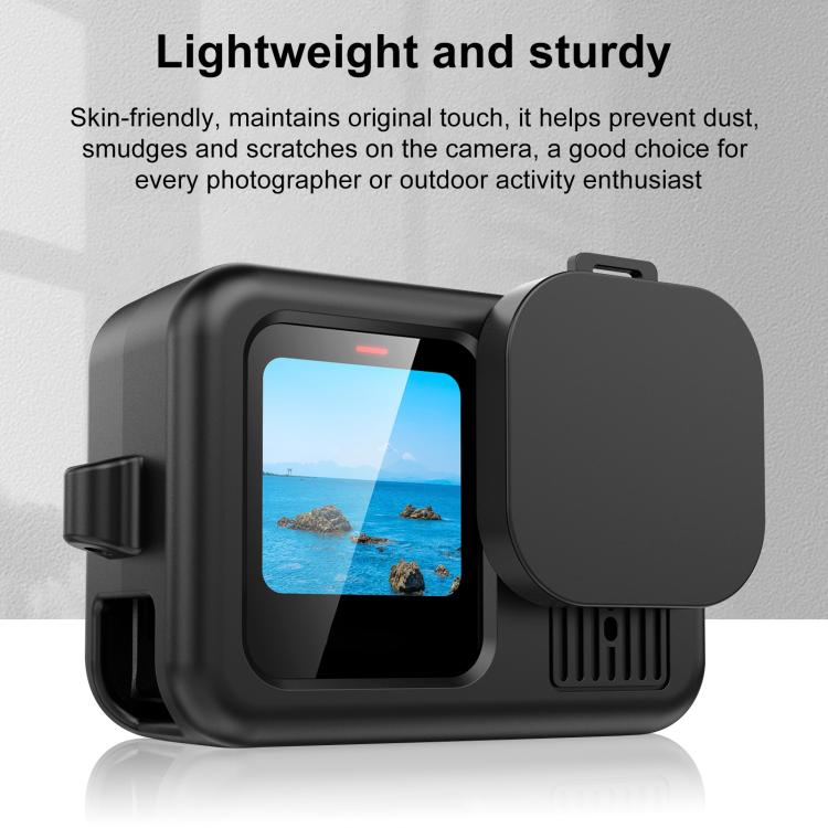 Funda protectora de silicona PULUZ con correa para la muñeca y cubierta de lente para GoPro HERO13 Black, For GoPro HERO13 Black