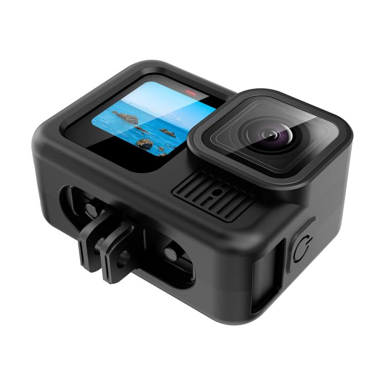 Funda protectora de silicona PULUZ para GoPro HERO13 Black, cubierta de interfaz lateral con correa para la muñeca y cubierta de lente, For GoPro HERO13 Black Silicone Case + Side Cover