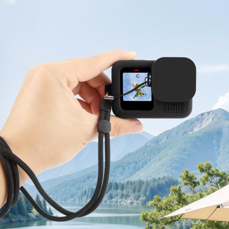 Funda protectora de silicona PULUZ para GoPro HERO13 Black, cubierta de interfaz lateral con correa para la muñeca y cubierta de lente, For GoPro HERO13 Black Silicone Case + Side Cover