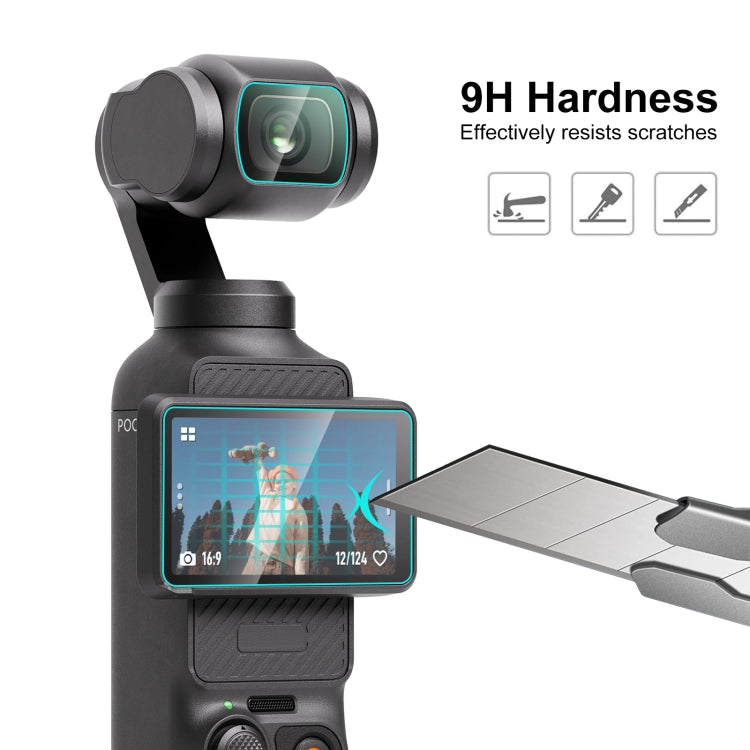 Para DJI OSMO Pocket 3 PULUZ 9H 2.5D HD Protector de lente de vidrio templado + película de pantalla, For DJI OSMO Pocket 3
