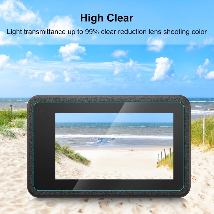 Para DJI Osmo Action 4 PULUZ Lente 3 en 1 Pantalla frontal y trasera Vidrio templado Película a prueba de explosiones, For DJI Osmo Action 4