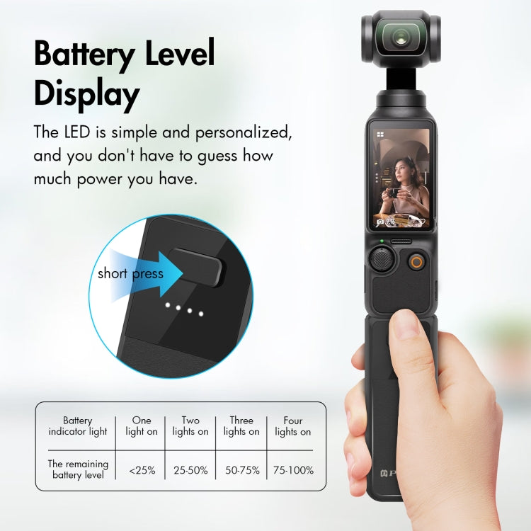 Empuñadura de batería PULUZ de alta capacidad de 2800 mAh para DJI Osmo Pocket 3