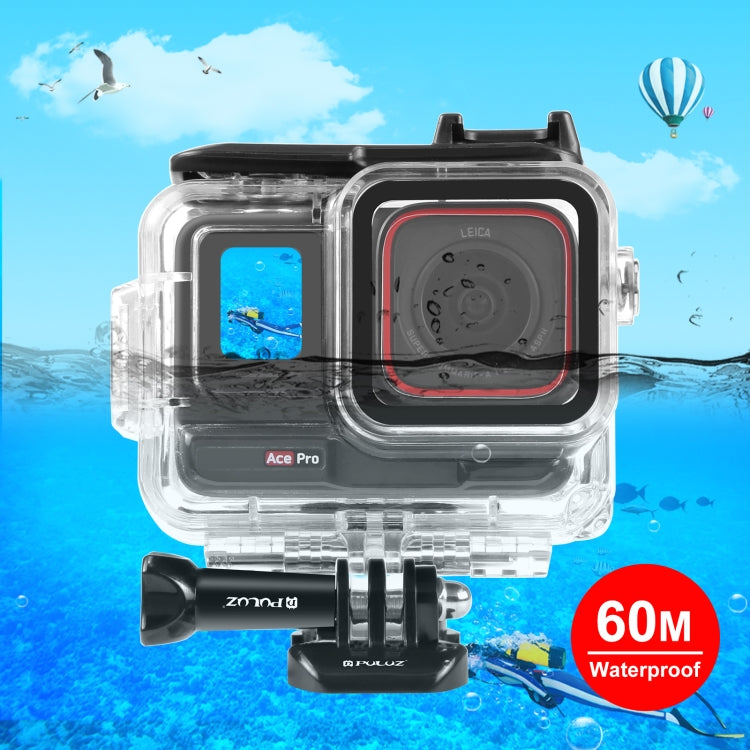 Para Insta360 Ace Pro PULUZ 60m carcasa impermeable subacuática con adaptador de Base y tornillo, For Insta360 Ace Pro  Underwater Case