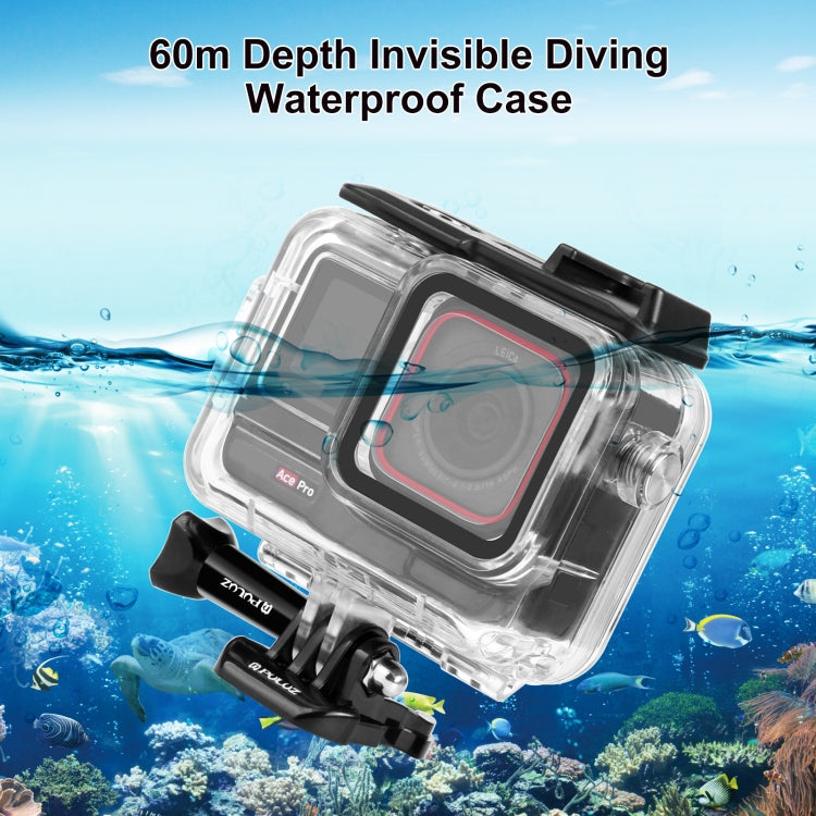 Para Insta360 Ace Pro PULUZ 60m carcasa impermeable subacuática con adaptador de Base y tornillo, For Insta360 Ace Pro  Underwater Case