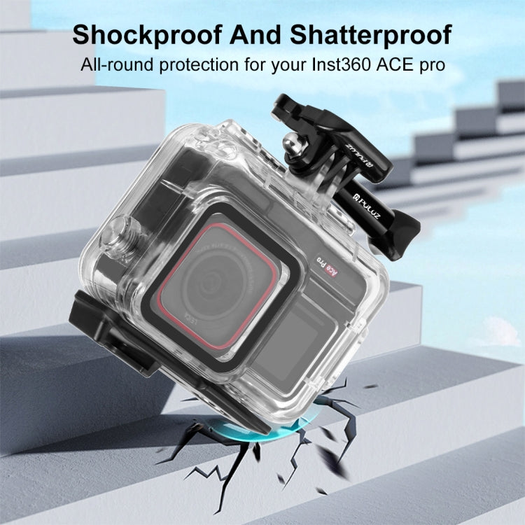 Para Insta360 Ace Pro PULUZ 60m carcasa impermeable subacuática con adaptador de Base y tornillo, For Insta360 Ace Pro  Underwater Case