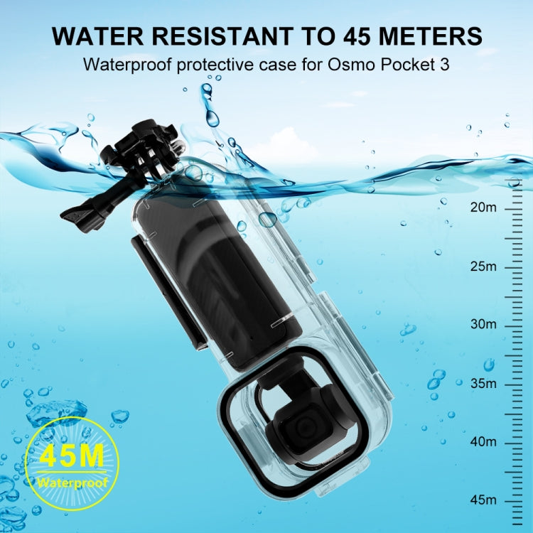 Para DJI Osmo Pocket 3 PULUZ 45m carcasa impermeable subacuática carcasa de buceo, Waterproof Case (Transparent)