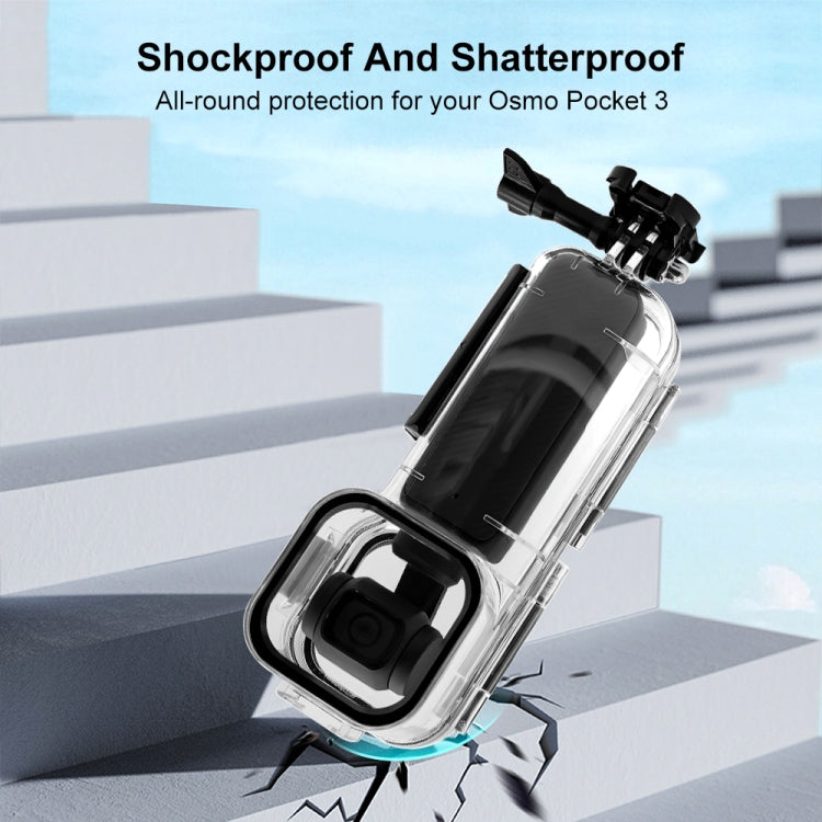 Para DJI Osmo Pocket 3 PULUZ 45m carcasa impermeable subacuática carcasa de buceo, Waterproof Case (Transparent)
