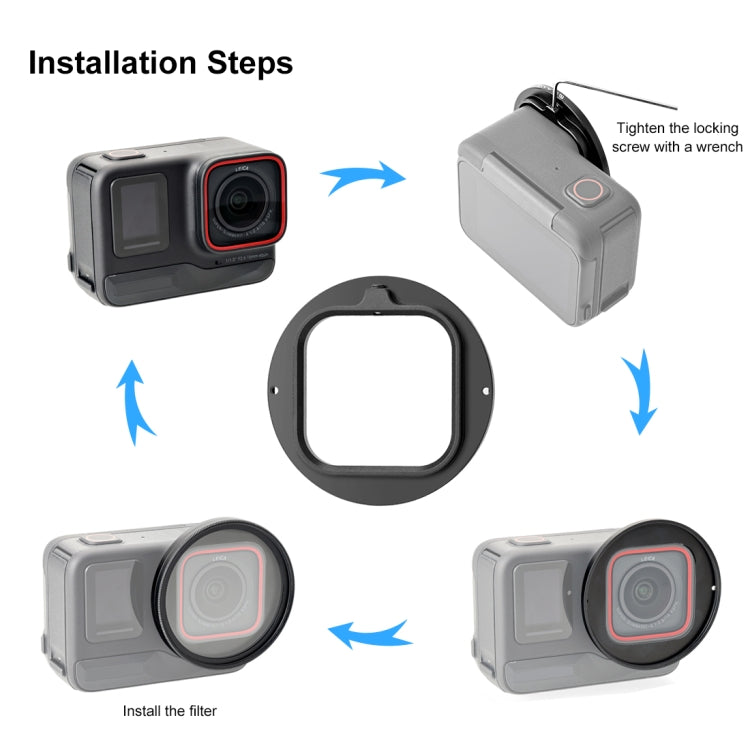 Para Insta360160;Ace160;Pro PULUZ 52mm Anillo adaptador de filtro de lente UV con cubierta de lente, For Insta360 Ace Pro Filter Adapter Ring