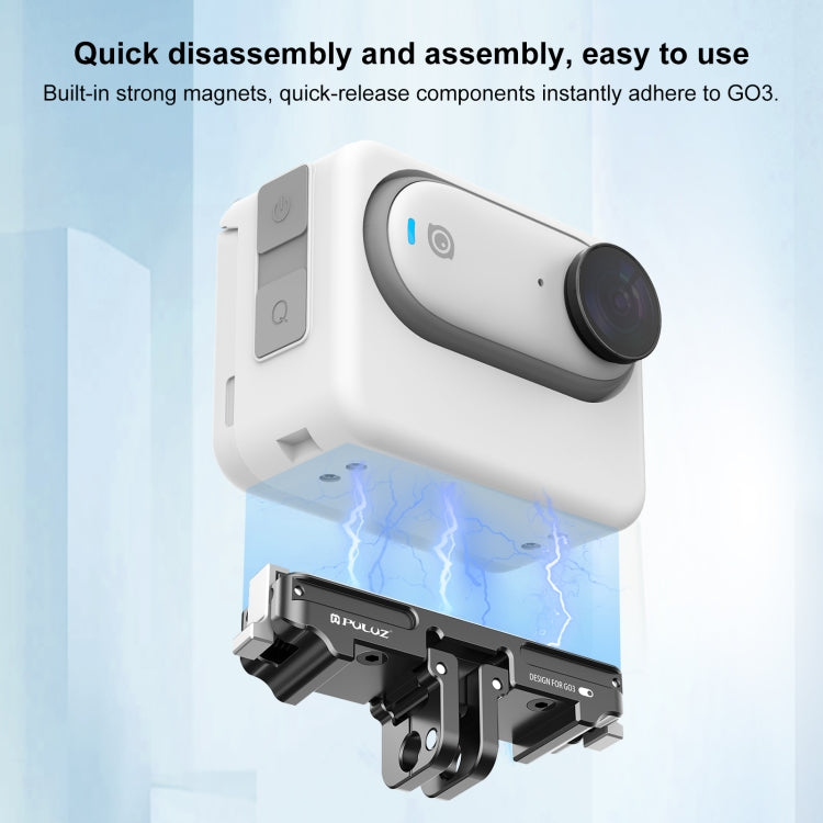 Para Insta360 GO3 PULUZ Soporte de base de liberación rápida de aleación de aluminio magnético, For Insta360 GO3 / GO 3S CNC