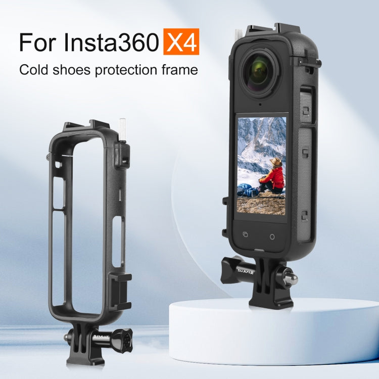 Para Insta360 X4 PULUZ Cold Shoe PC Marco protector de plástico con adaptador de montaje y tornillo, Cold Shoe PC Frame