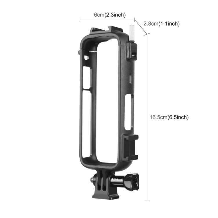 Para Insta360 X4 PULUZ Cold Shoe PC Marco protector de plástico con adaptador de montaje y tornillo, Cold Shoe PC Frame