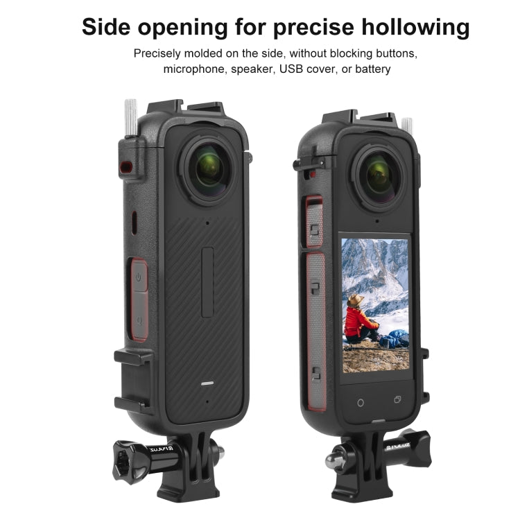 Para Insta360 X4 PULUZ Cold Shoe PC Marco protector de plástico con adaptador de montaje y tornillo, Cold Shoe PC Frame