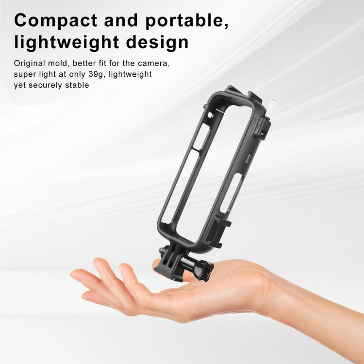 Para Insta360 X4 PULUZ Cold Shoe PC Marco protector de plástico con adaptador de montaje y tornillo, Cold Shoe PC Frame