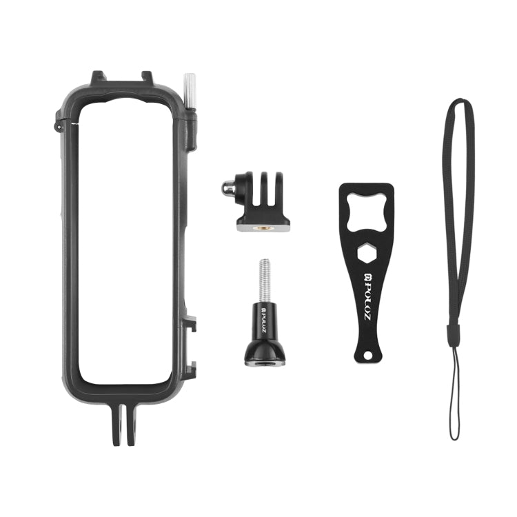 Para Insta360 X4 PULUZ Cold Shoe PC Marco protector de plástico con adaptador de montaje y tornillo, Cold Shoe PC Frame