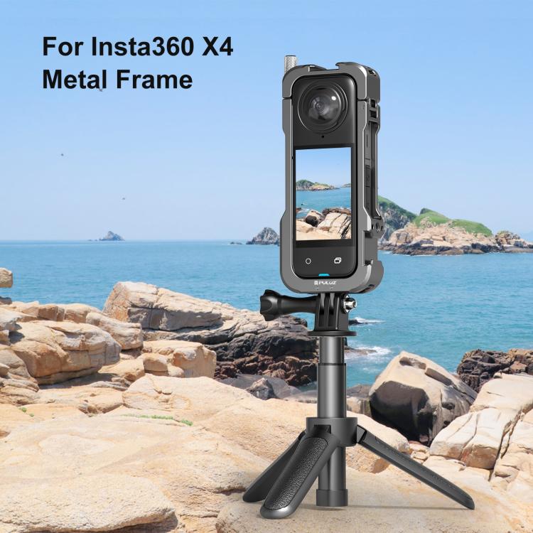 Para Insta360 X4 PULUZ Marco de carcasa protectora de Metal con cubierta de lente, For Insta360 X4