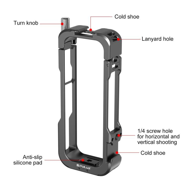 Para Insta360 X4 PULUZ Marco de carcasa protectora de Metal con cubierta de lente, For Insta360 X4