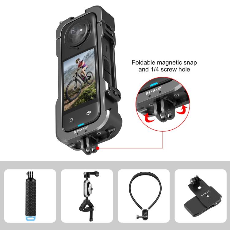 Para Insta360 X4 PULUZ Marco de carcasa protectora de Metal con cubierta de lente, For Insta360 X4