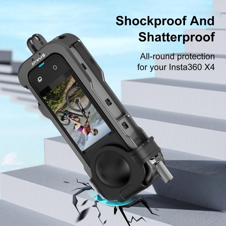 Para Insta360 X4 PULUZ Marco de carcasa protectora de Metal con cubierta de lente, For Insta360 X4
