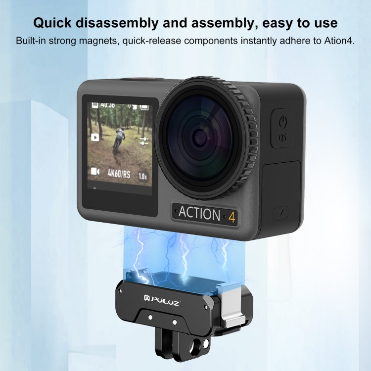 Para DJI Osmo Action 4 PULUZ Base metálica magnética de liberación rápida, For DJI Osmo Action 4 / 3