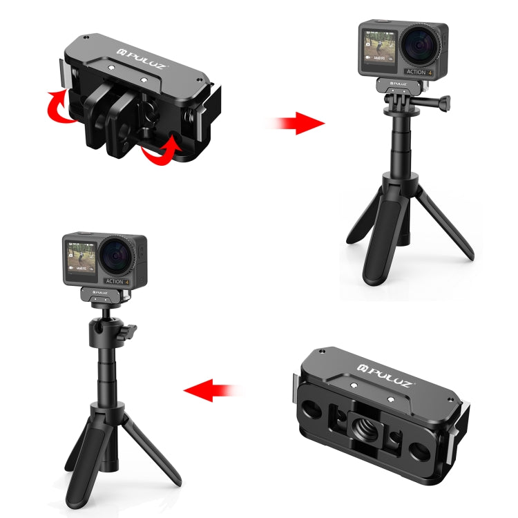 Para DJI Osmo Action 4 PULUZ Base metálica magnética de liberación rápida, For DJI Osmo Action 4 / 3