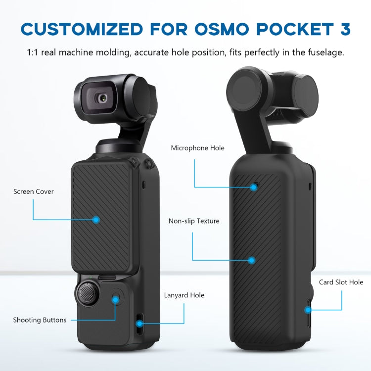 Para DJI OSMO Pocket 3 PULUZ 2 en 1 Funda de silicona con correa, Silicone Cover(Black), Silicone Cover(Grey), Silicone Cover(Blue)