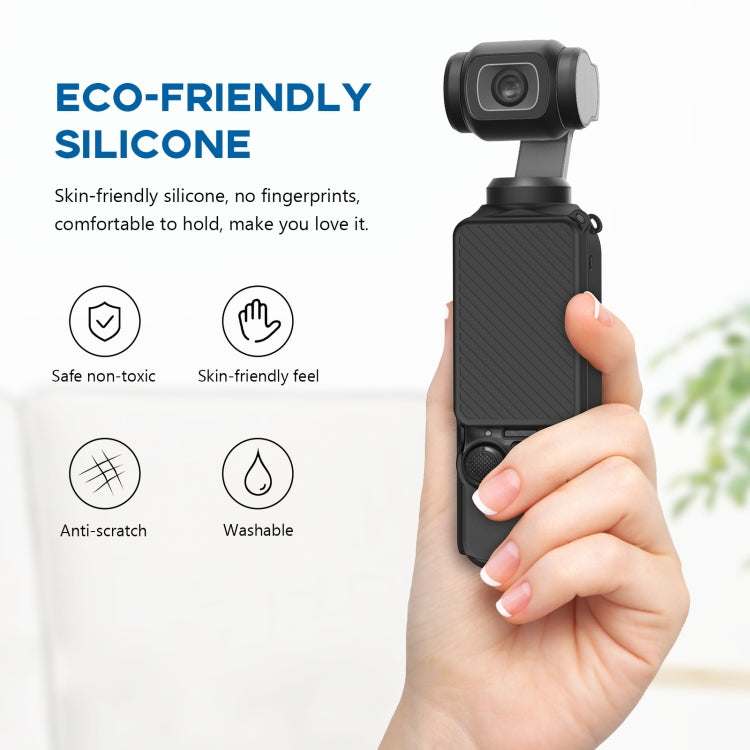 Para DJI OSMO Pocket 3 PULUZ 2 en 1 Funda de silicona con correa, Silicone Cover(Black), Silicone Cover(Grey), Silicone Cover(Blue)