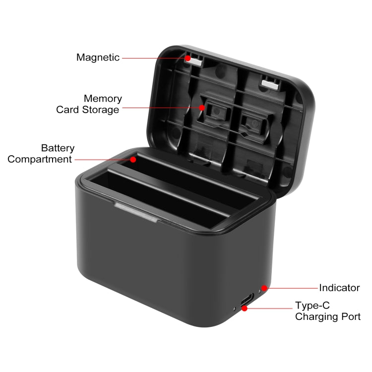 Para Insta360 X4 PULUZ caja de carga de batería y caja de almacenamiento de tarjeta de memoria, Battery Charging Box