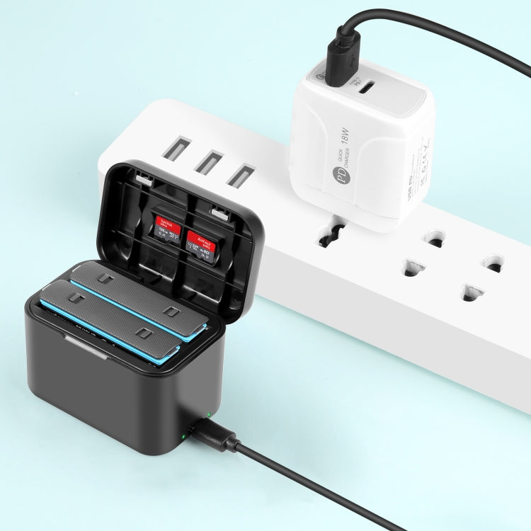 Para Insta360 X4 PULUZ caja de carga de batería y caja de almacenamiento de tarjeta de memoria, Battery Charging Box