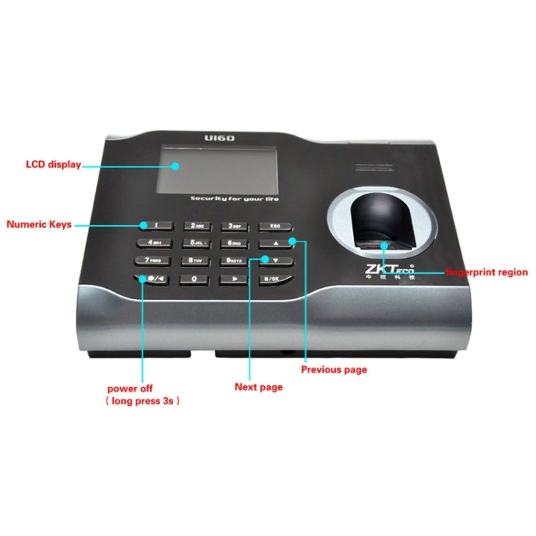 U160 pantalla a Color de 3,0 pulgadas Software ZK tiempo de asistencia de huellas dactilares con TCP/IP, comunicación USB reloj de asistencia de oficina